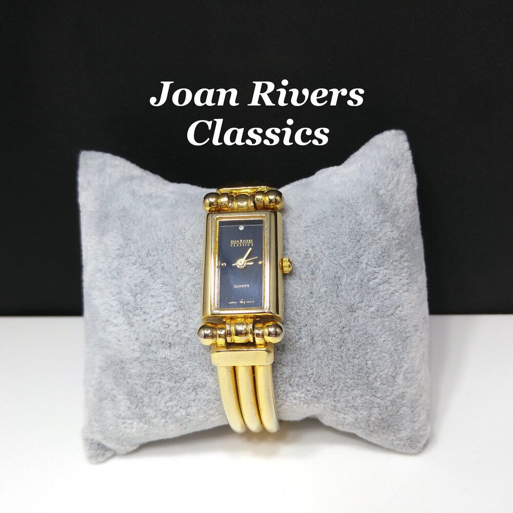 Vintage Joan Rivers Classics Gold Plated Quartz Watch Black Face